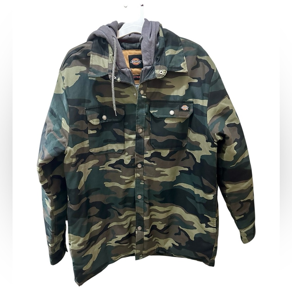 Dickies Camo Men's Water Repellent Duck Hooded work Jacket size XL